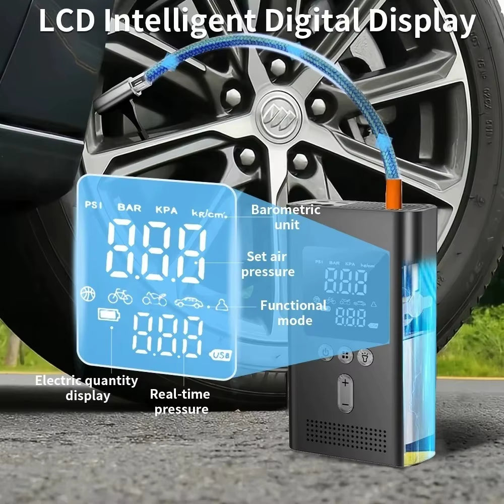 4 IN1 Car Jump Starter with Tire Inflator, 3000A Jump Starter Power Bank with 150PSI Air Pump Auto Air Compressor, LED Light